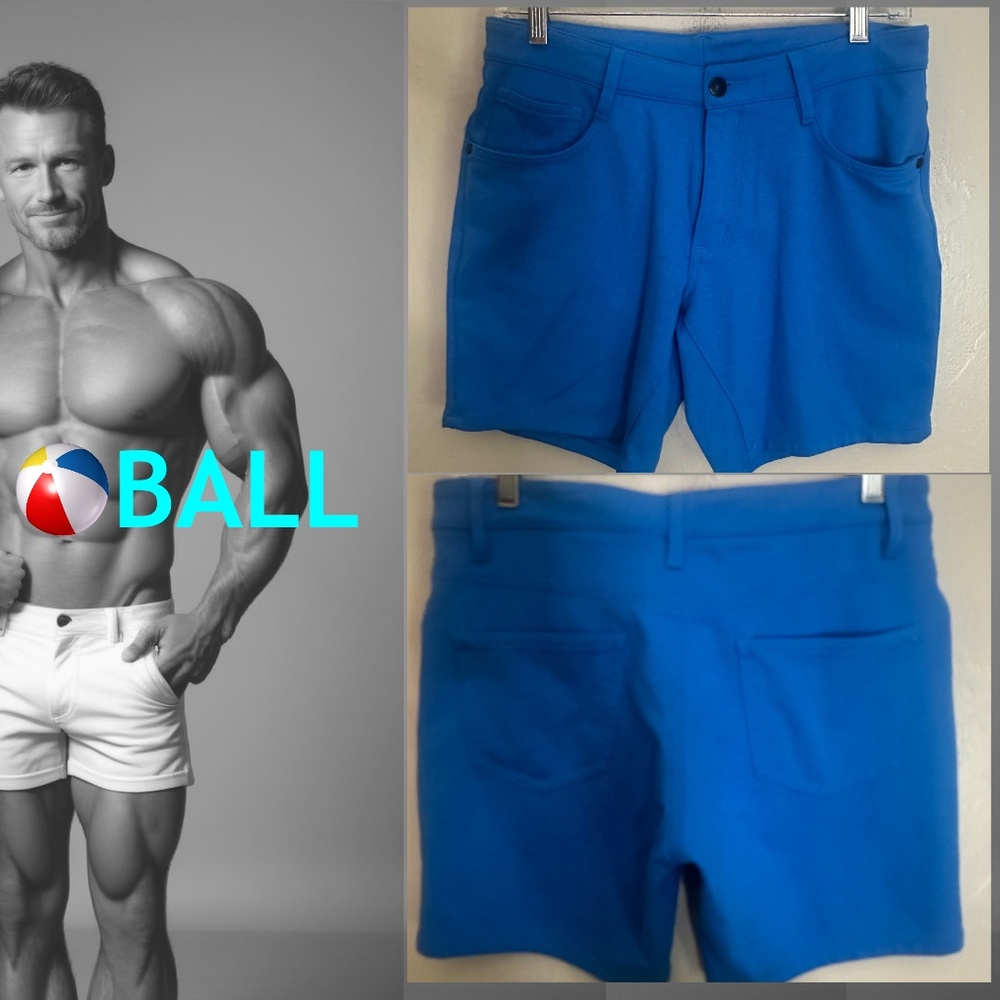 Ball Stretch Shorts 30-34" waist 7" inseam Cotton blend Gently worn